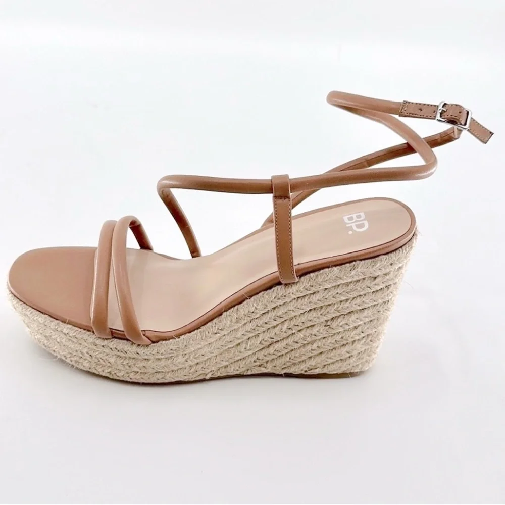 NEW BP Cohan Espadrille Platform Wedge Sandal sz 10 Strappy Brown Tan